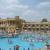 Budapest, Hungary. May 2008. Outside swimming pools at Széchenyi-fürdő (Széchenyi baths)