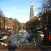 Amsterdam, The Netherlands. December 2006. Photo by Martin van den Berg. Typical Dutch scene - bicycles and canals